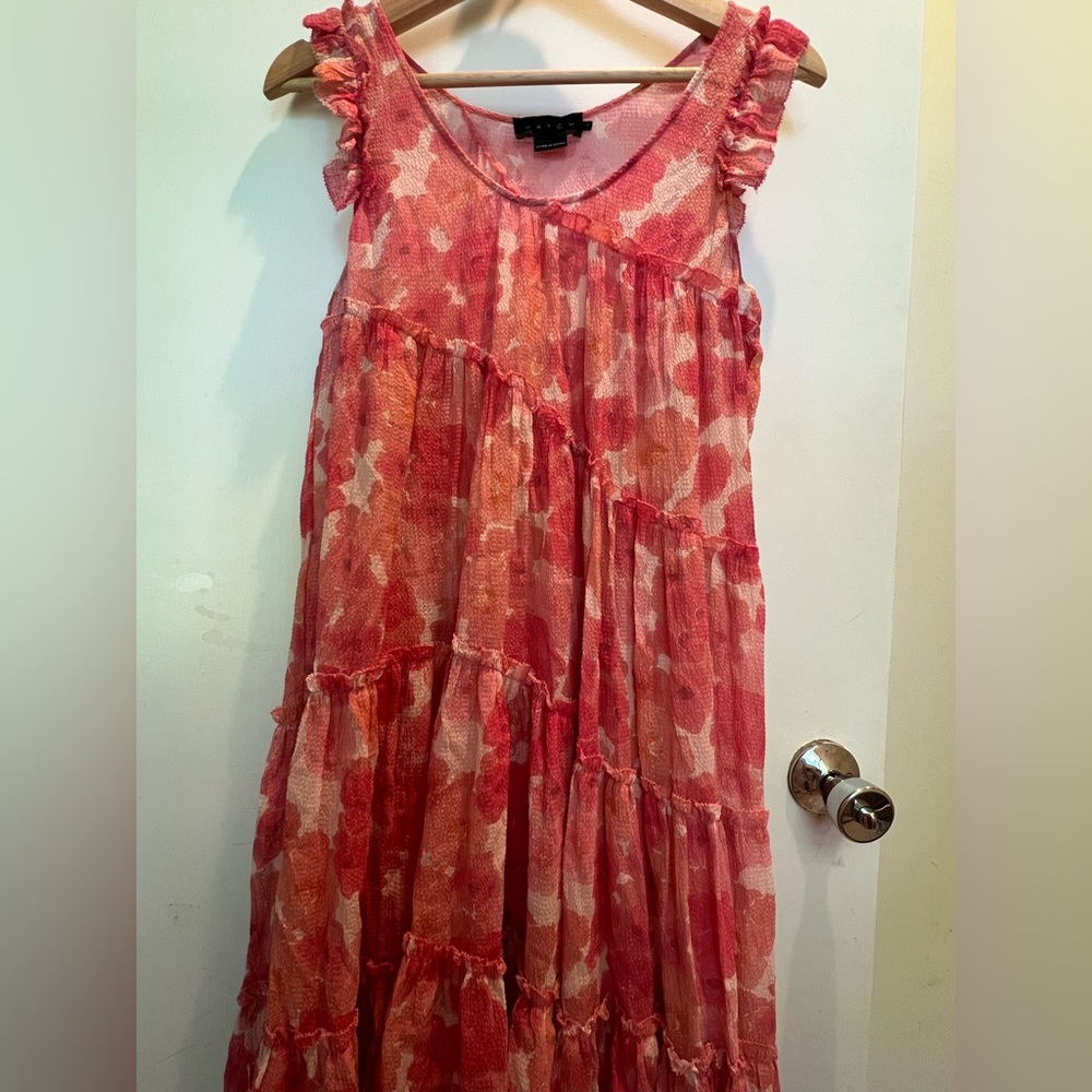 Hatch Maternity Silk Blend Floral Poppy Pink Anaelle Dress Size 0 - Picture 2 of 4